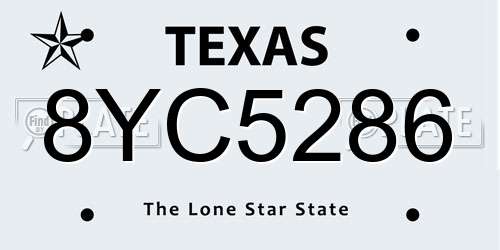 8YC5286 Texas License Plate