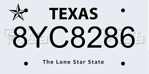 8YC8286 Texas License Plate