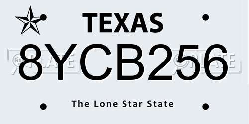 8YCB256 Texas License Plate