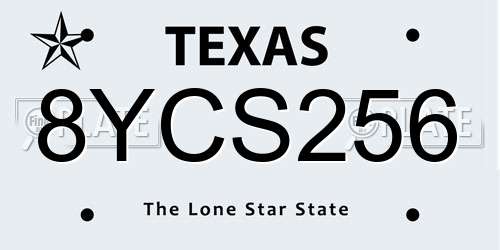 8YCS256 Texas License Plate