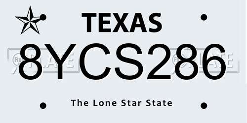 8YCS286 Texas License Plate