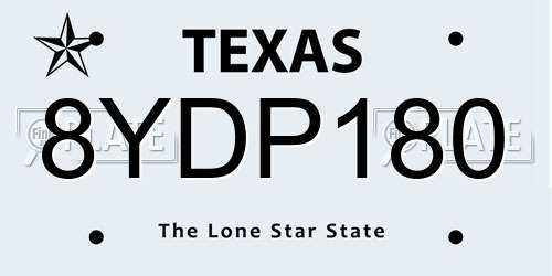 8YDP180 Texas License Plate