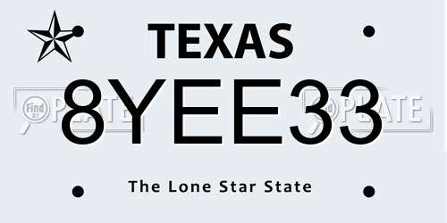 8YEE33 Texas License Plate