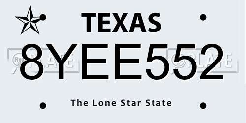 8YEE552 Texas License Plate