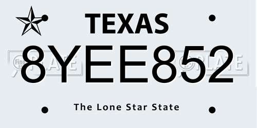 8YEE852 Texas License Plate
