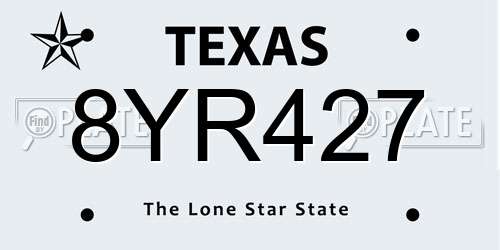 8YR427 Texas License Plate