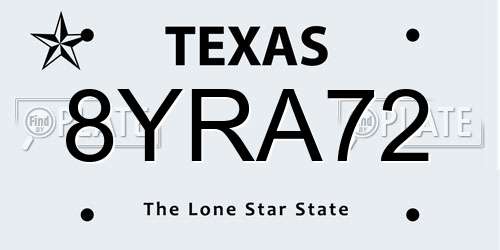 8YRA72 Texas License Plate
