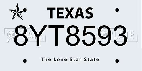 8YT8593 Texas License Plate