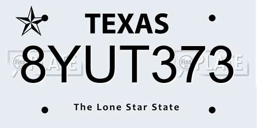 8YUT373 Texas License Plate