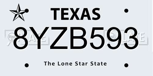 8YZB593 Texas License Plate