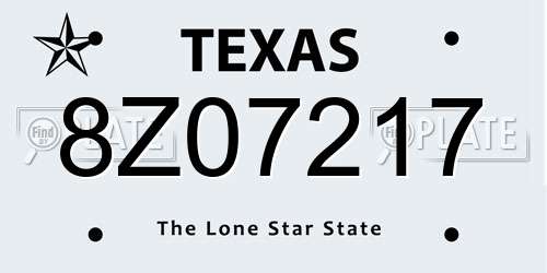 8Z07217 Texas License Plate