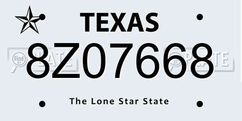 8Z07668 Texas License Plate