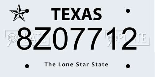 8Z07712 Texas License Plate