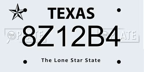 8Z12B4 Texas License Plate
