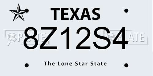 8Z12S4 Texas License Plate