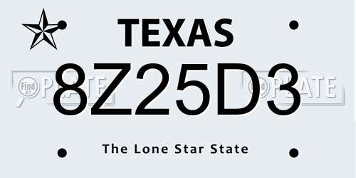 8Z25D3 Texas License Plate
