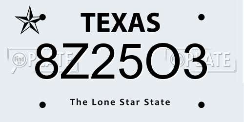 8Z25O3 Texas License Plate