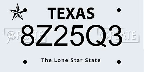 8Z25Q3 Texas License Plate