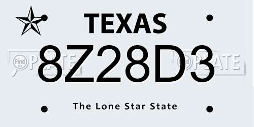 8Z28D3 Texas License Plate