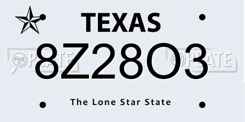 8Z28O3 Texas License Plate