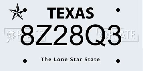 8Z28Q3 Texas License Plate