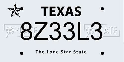 8Z33L3 Texas License Plate