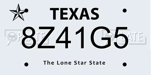 8Z41G5 Texas License Plate