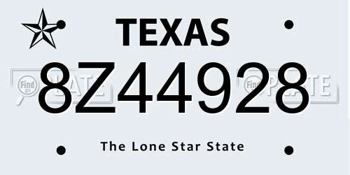 8Z44928 Texas License Plate