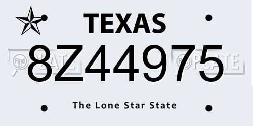 8Z44975 Texas License Plate