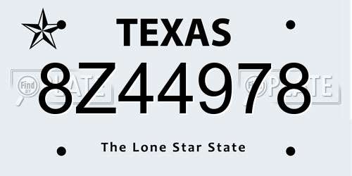 8Z44978 Texas License Plate