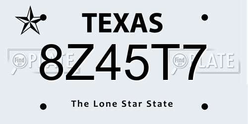 8Z45T7 Texas License Plate