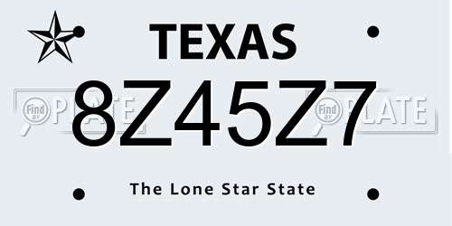 8Z45Z7 Texas License Plate