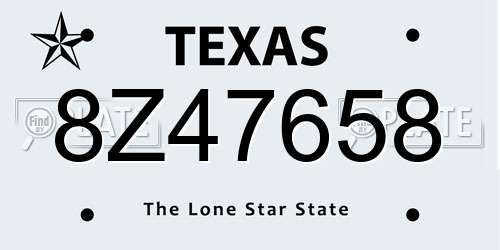 8Z47658 Texas License Plate