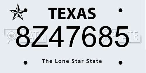 8Z47685 Texas License Plate