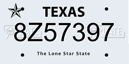8Z57397 Texas License Plate
