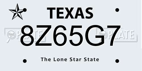 8Z65G7 Texas License Plate