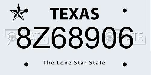 8Z68906 Texas License Plate