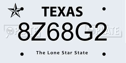 8Z68G2 Texas License Plate