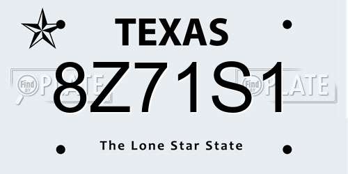 8Z71S1 Texas License Plate