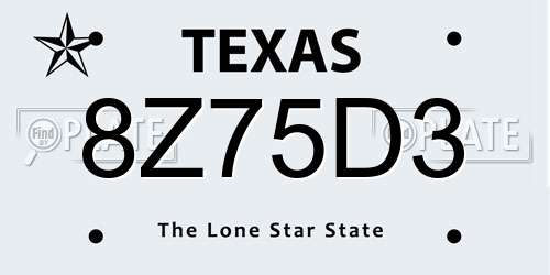 8Z75D3 Texas License Plate