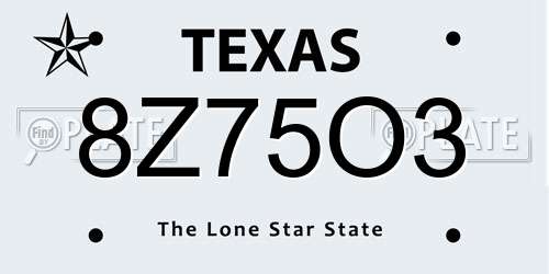 8Z75O3 Texas License Plate