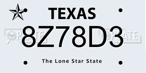 8Z78D3 Texas License Plate