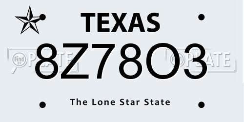 8Z78O3 Texas License Plate