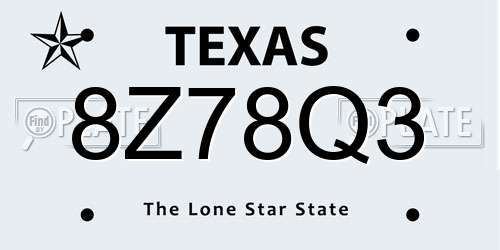 8Z78Q3 Texas License Plate