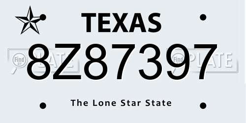 8Z87397 Texas License Plate