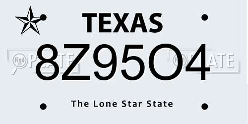 8Z95O4 Texas License Plate
