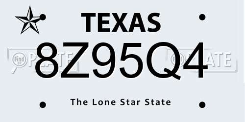 8Z95Q4 Texas License Plate