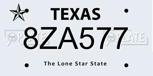 8ZA577 Texas License Plate