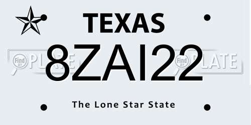 8ZAI22 Texas License Plate
