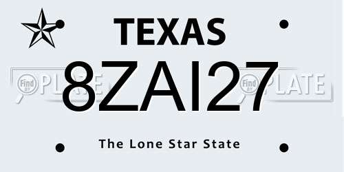 8ZAI27 Texas License Plate